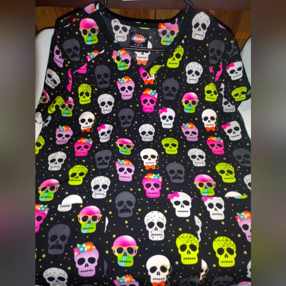 Skull print/Nightmare B4 Xmas scrub tops